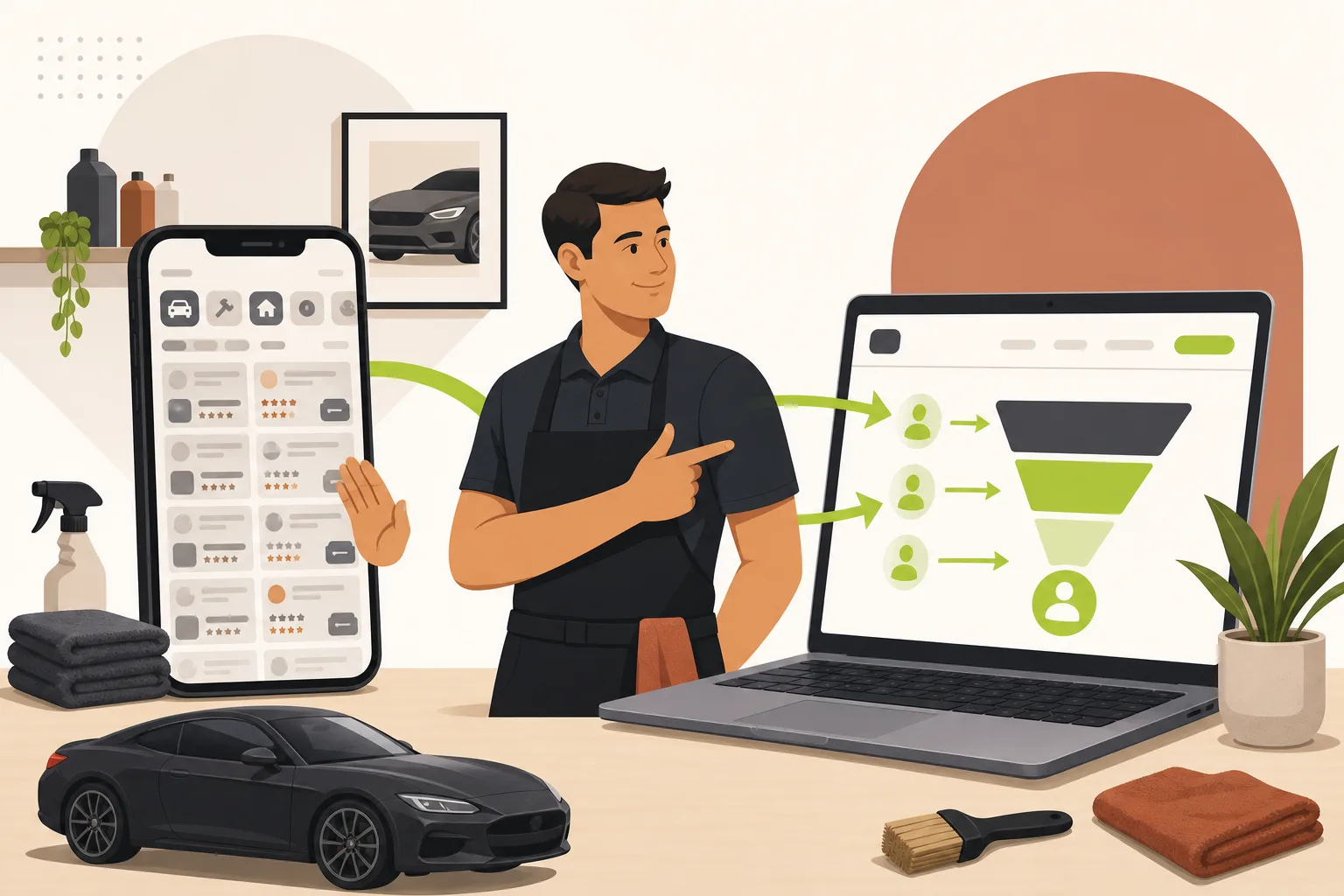 Illustration: Auto Detailer vs. Thumbtack: Owning Your Own Pipeline