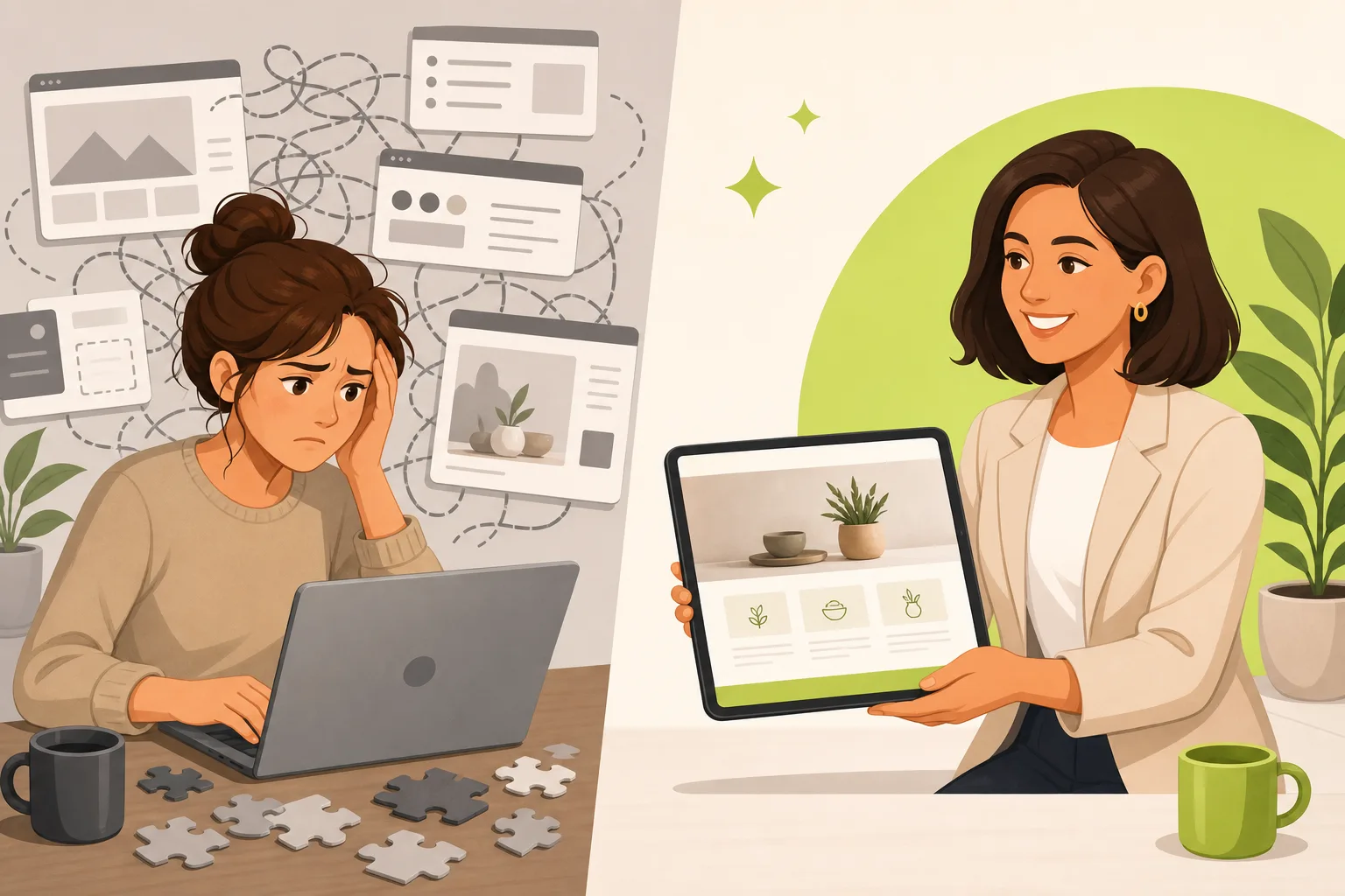 Illustration: Wix or Squarespace vs Hiring It Done: Which Is Right for You?