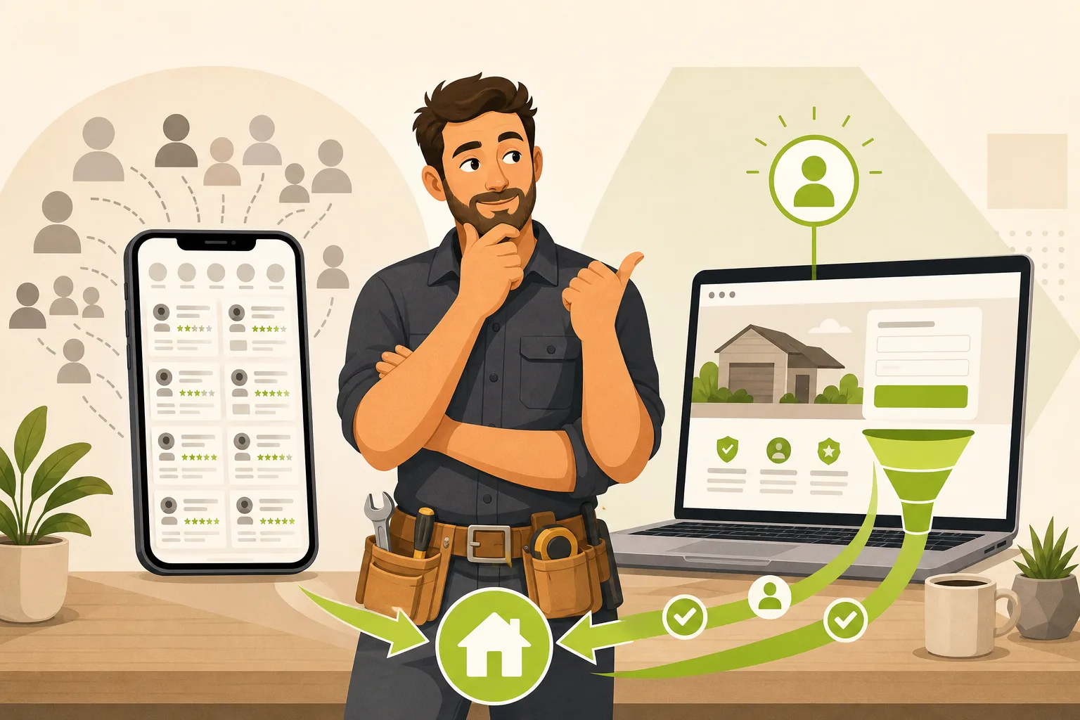 Illustration: Handyman vs Thumbtack & Angi: the Math on Owning Your Own Pipeline