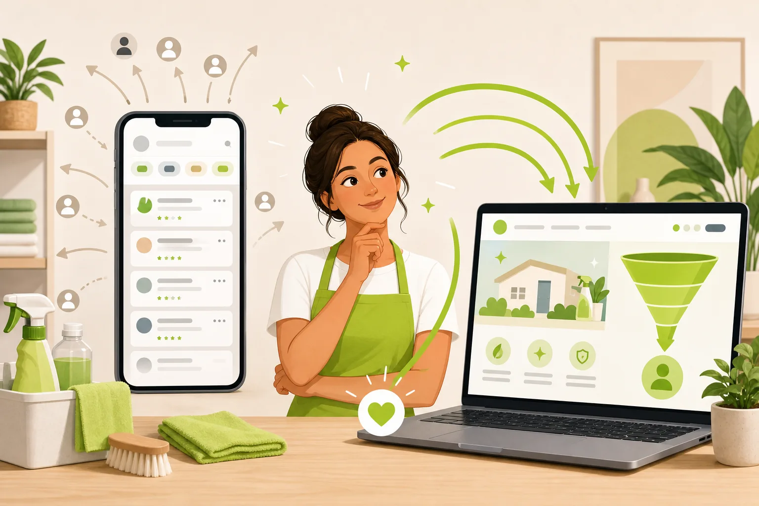 Illustration: House Cleaners vs. Thumbtack & Handy: Own Your Pipeline