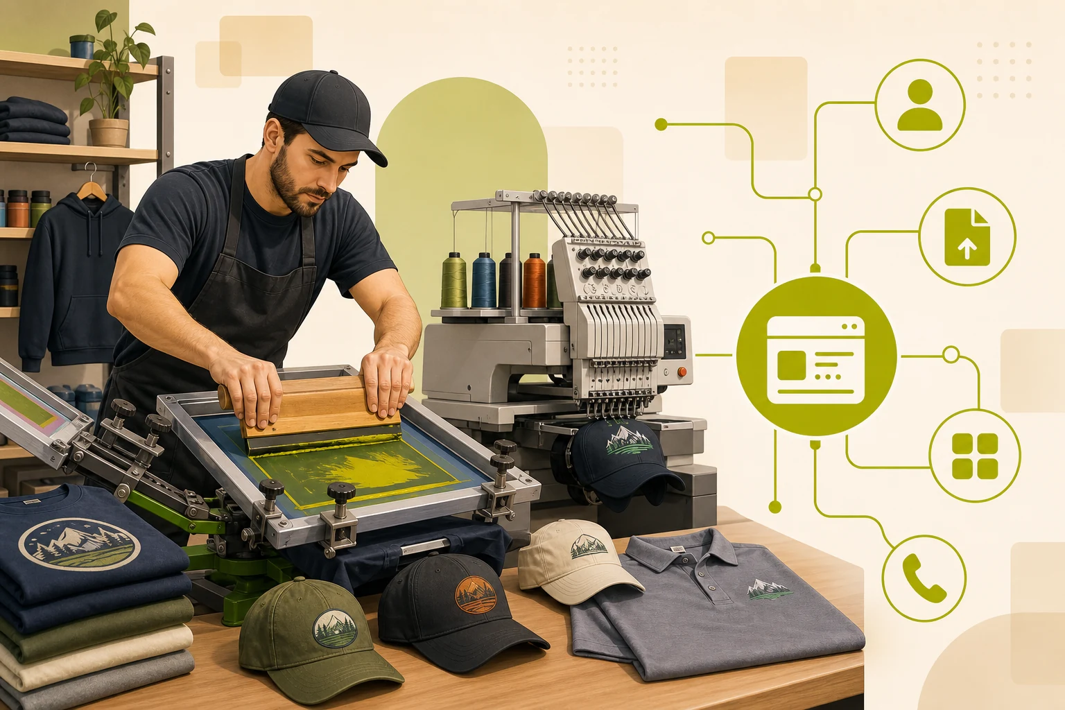 Illustration: What a Screen Printing & Embroidery Website Needs to Win Local Customers