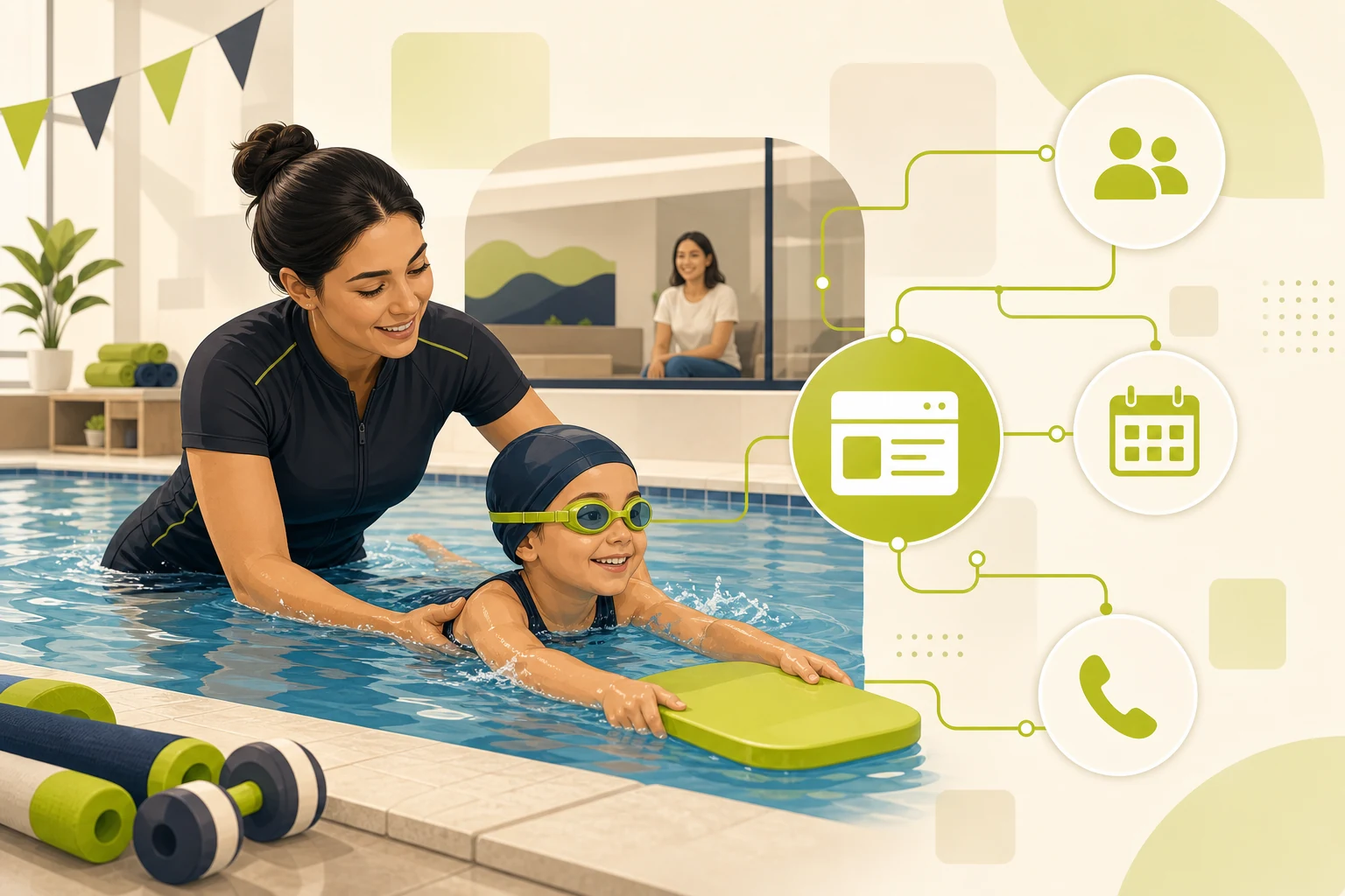 Illustration: What a Swim School Website Needs to Win Local Customers