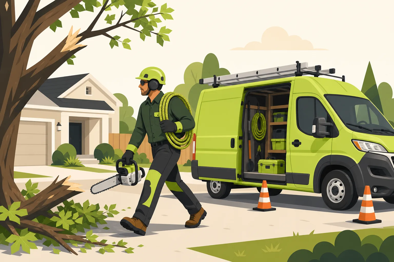 Illustration: How Tree Services Win the Storm & Fallen-Tree Emergency Search